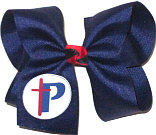 Large Parkview Baptist (Baton Rouge) Light Navy with Red and Light Navy Knot Bow